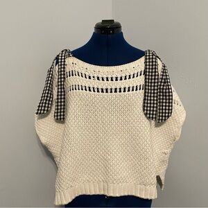 Plaid Strap White Cropped Sweater Size XS